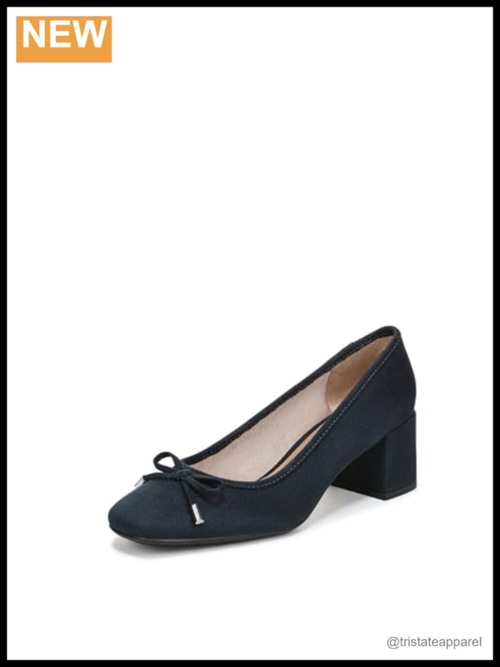 Womens Block Heel Square Toe Pump Slip-On Dress Shoe